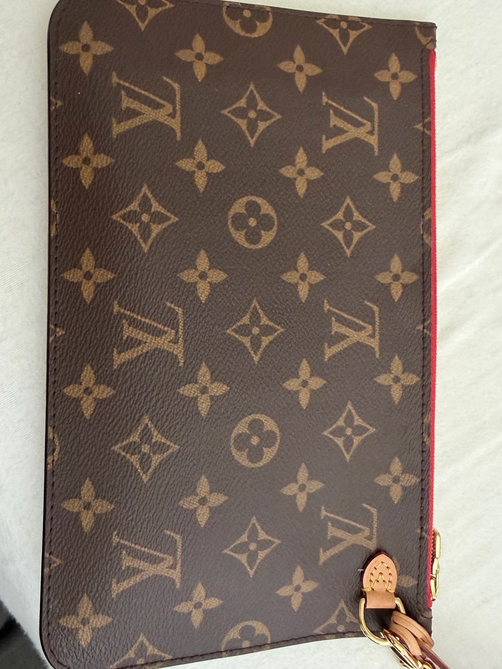 Louis Vuitton Brown Monogram Zip Wristlet with Tan Strap - Picture 3 of 5